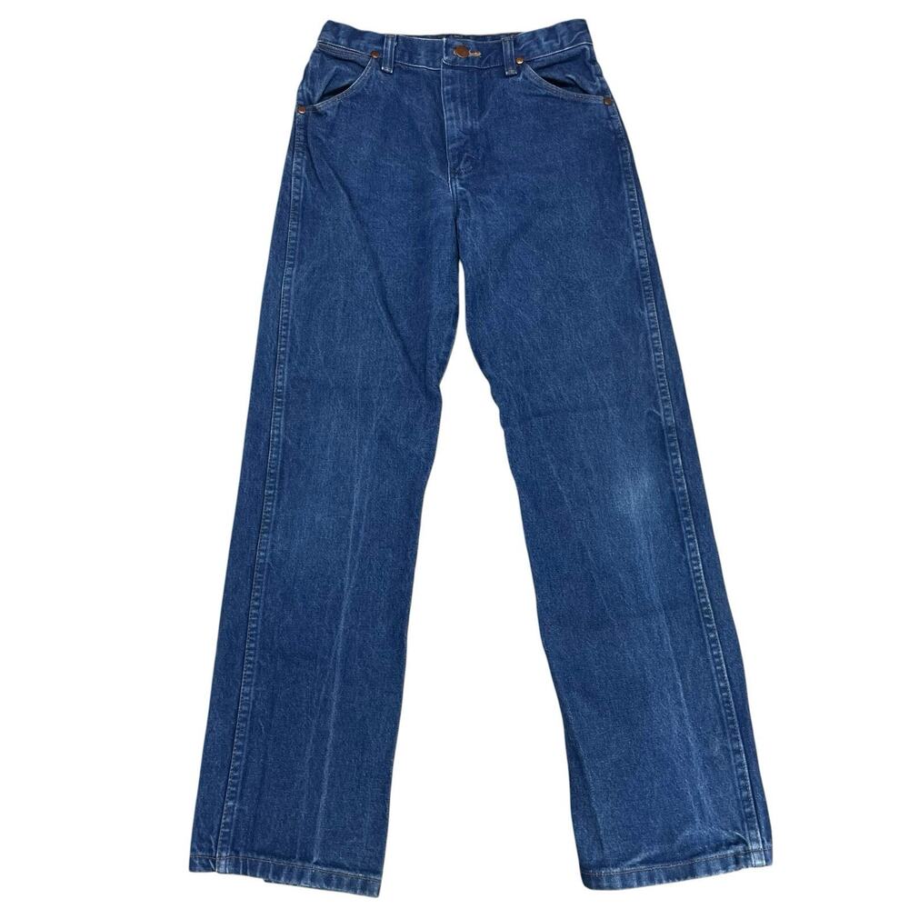 VTG Wrangler 13MWZ Cowboy Cut Jeans Boys Sz 16 Blue Cotton Denim Western Rodeo